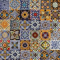 Cerames Mexikanische Keramische Fliesen Colorido - 30 dekorative mexikanische mosaik fliesen für Badezimmer, Küche, Dusche, Treppen, Küchenrückwand | Keramikmosaikfliesen 10,5x10,5 cm