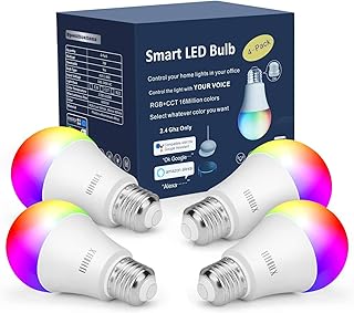 Smart Light Bulbs,Color Changing Light Bulbs That Work with Alexa and Google Assistant,2.4GHz WiFi & Bluetooth Music Sync Multicolor LED Bulbs,7W(60W Eqv.) E26 A19 for Smart Home Lighting-4PACK