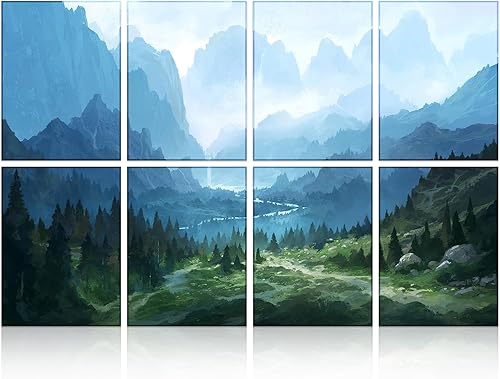 EVENRISING Paquete de 8 paneles acústicos artísticos con autoadhesivo, arte acústico de pared de 48 x 32 pulgadas, mejor decorativo que los paneles