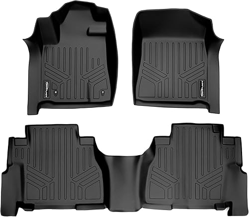 SMARTLINER Juego de tapetes de piso de ajuste personalizado de 2 filas para Toyota Sequoia 2008-2011