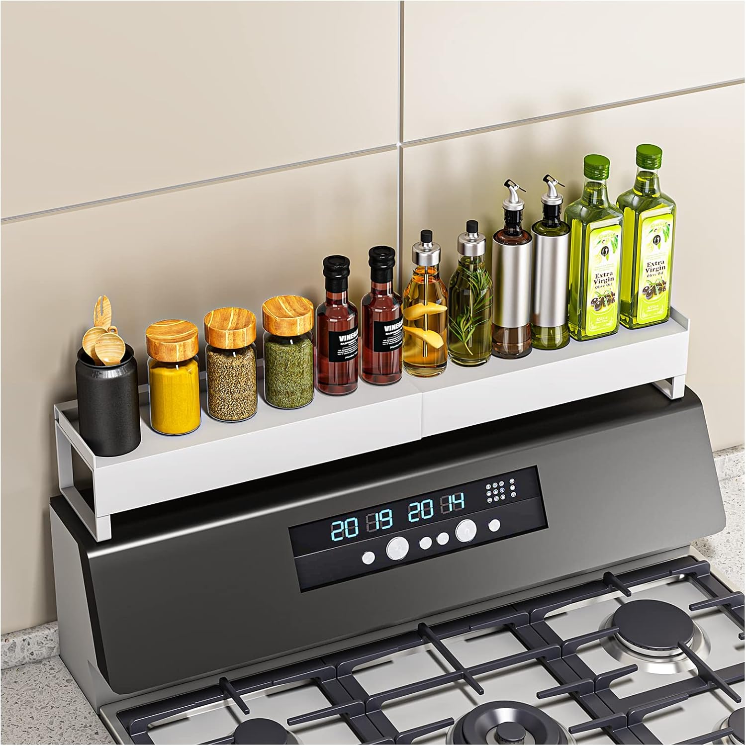 Ceinun Expandable Stove Top Shelf, Spice rack, kitchen