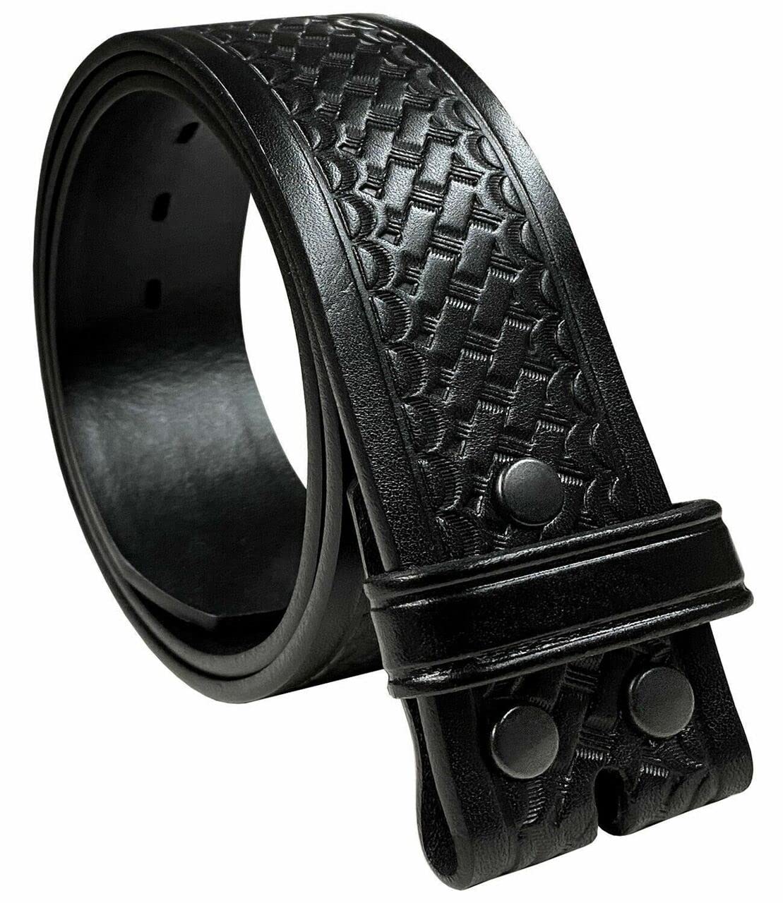 Utility Uniform Work Belt Basketweave Embossed One Piece Full Grain Belt 1-3/4"(45mm) Wide, Multi-Style Options