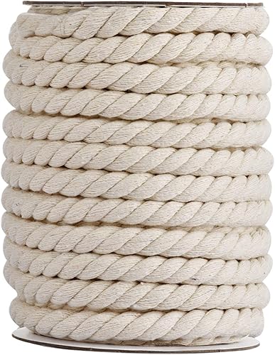 Hdviai Cuerda de macramé natural sin blanquear cuerda de algodón trenzado de 4 hebras para colgar en la pared hacer manualidades ganchos de plantas