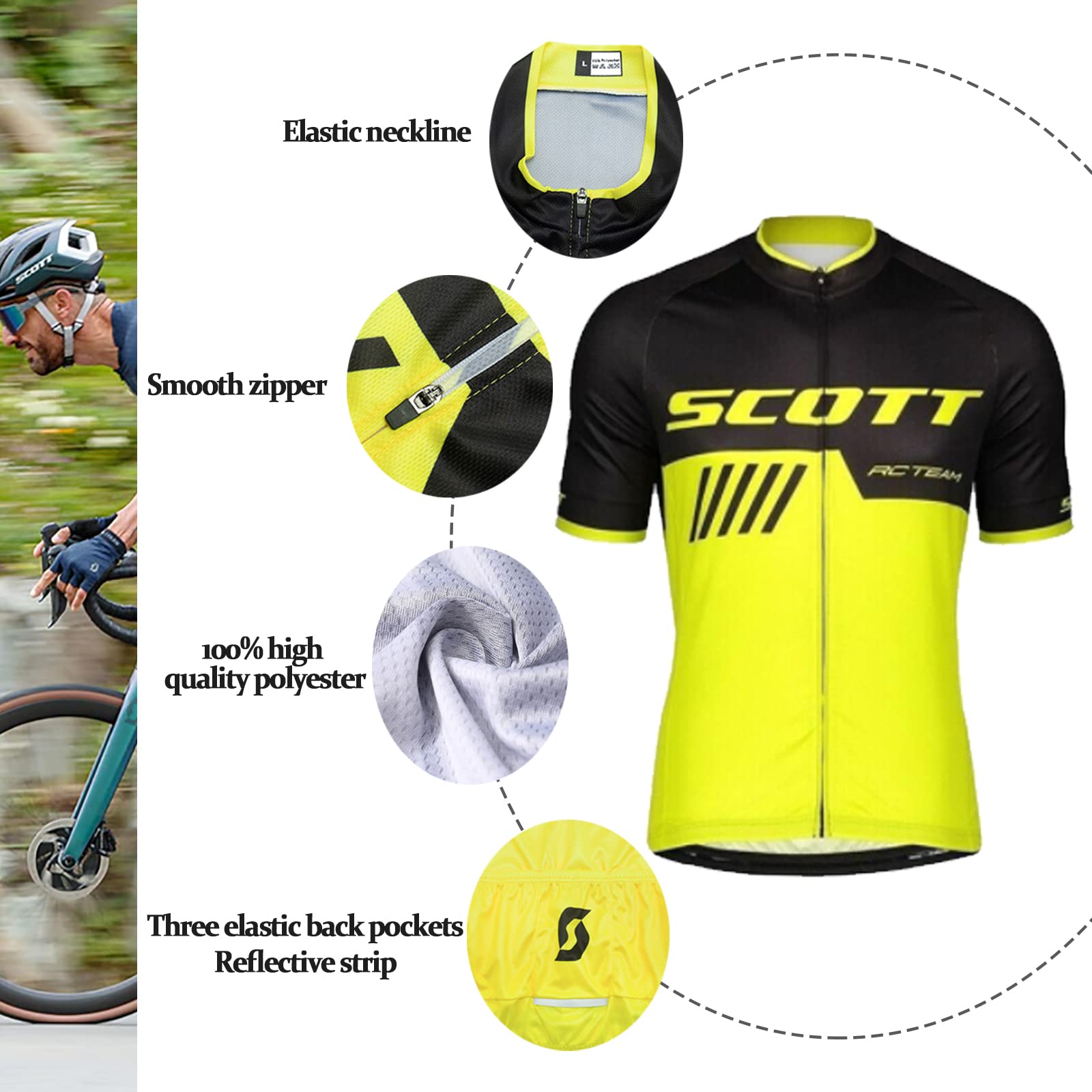 HOMTOL Abbigliamento Ciclismo Set Manica Corta Tuta Ciclismo Uomo Completo Ciclismo Estivo Per Bici Da MTB Con Pantaloncini Imbottiti in Gel Traspirante e Ad Asciugatura Rapida