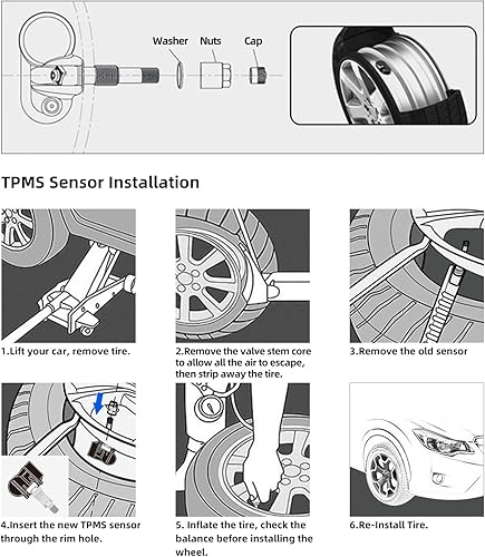 Miniatura 7 de Paquete de 4 sensores 56029527AA 433MHz de sistema de monitoreo de presión de neumáticos (TPMS) compatible con Dodge Charger Journey Grand Caravan