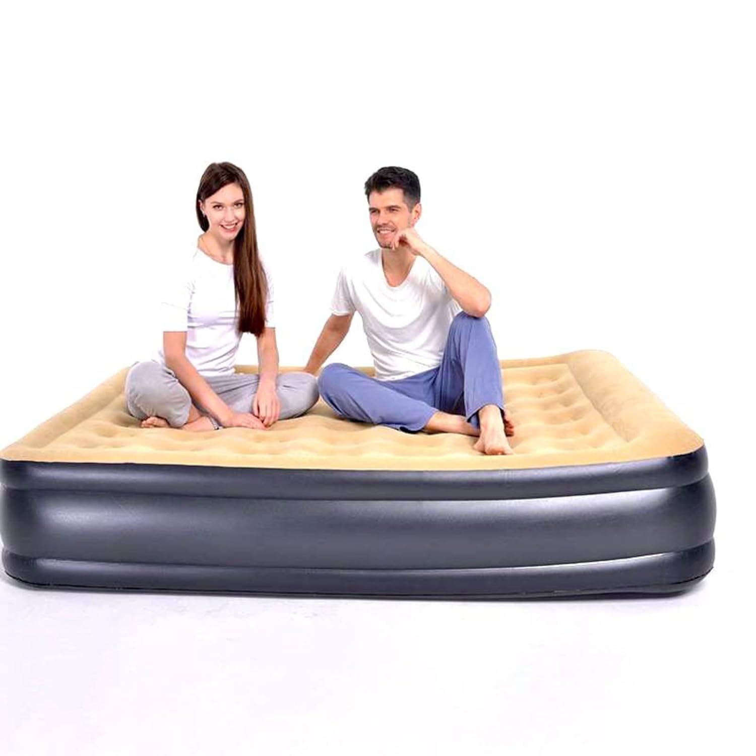 Craava Air Bed with Builtin Pump Double Height Inflatable Mattress for Camping, Home