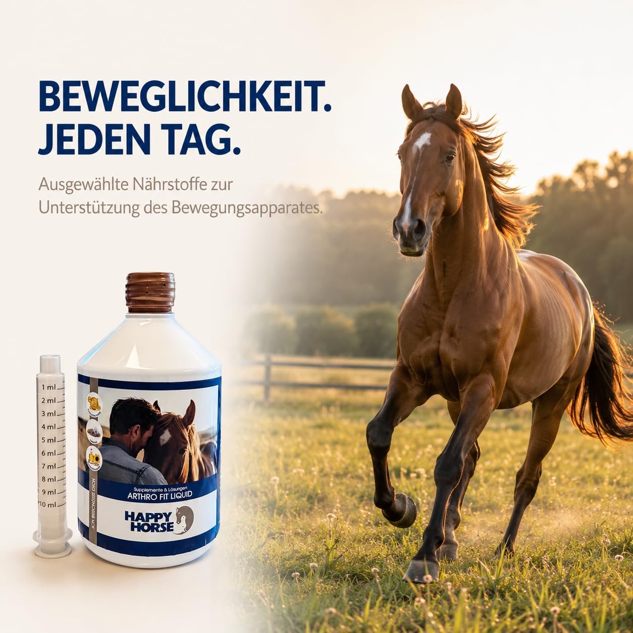 Happy Horse Arthro Fit Liquid 500ml – MSM & Hyaluronsäure für Pferde | Gelenkpflege bei Arthrose & hoher Belastung | Unterstützt Beweglichkeit & Regeneration | Ergänzungsfuttermittel