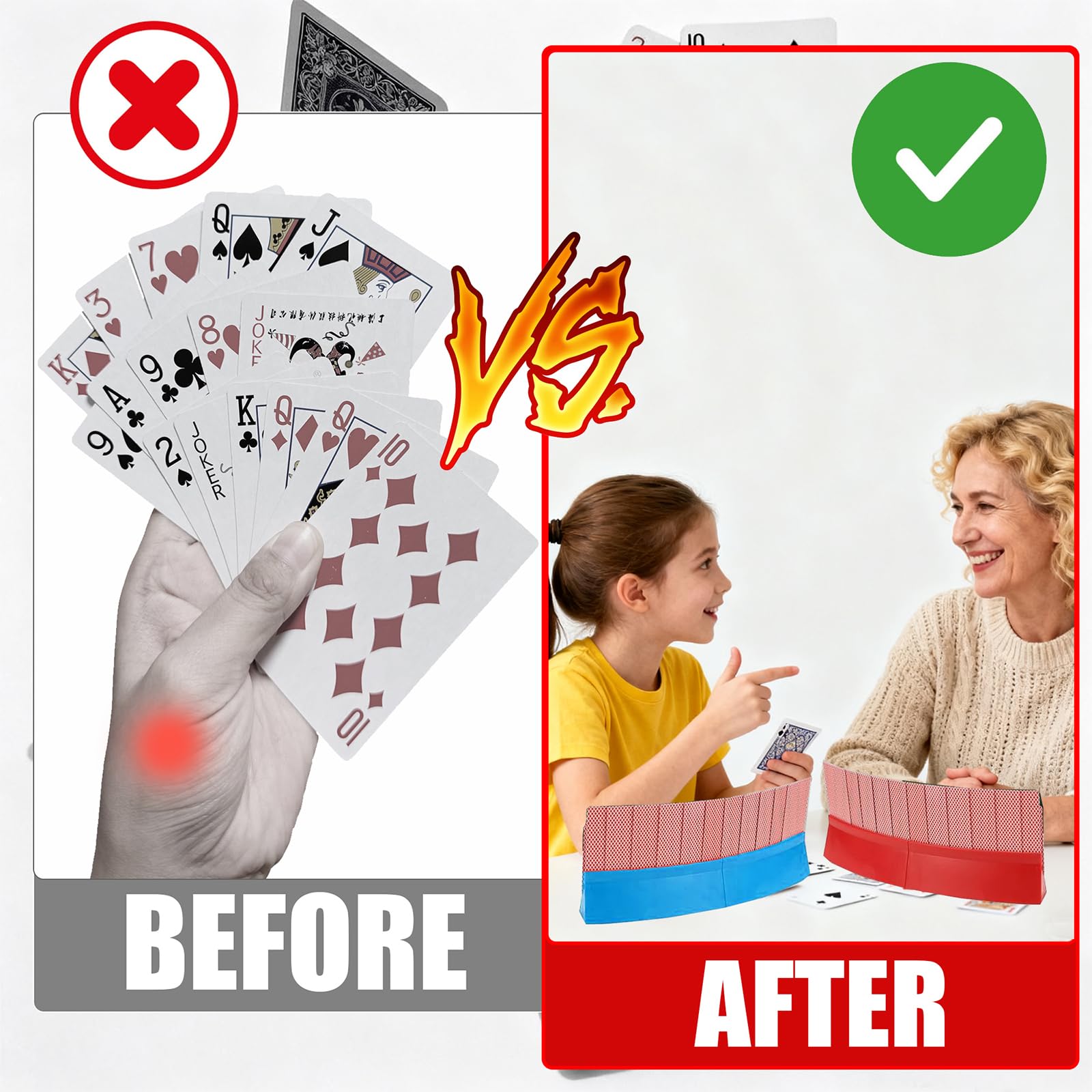 4 Porta Supporto di Carte da Gioco a Mani Libere, 3 Strato con Magnetico Porta Carte da Gioco per poker/UNO, Canasta, per Anziani Ddulti e Bambini