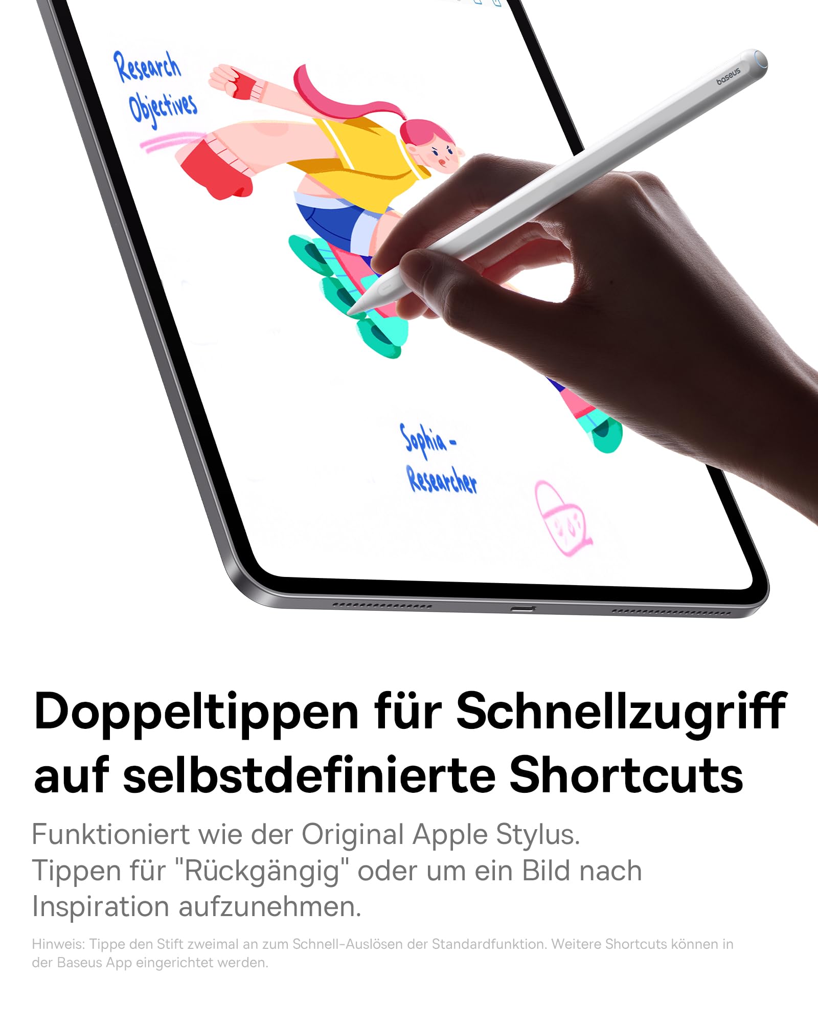 Baseus Stift für iPad 2018-2025, 17H Akkulaufzeit, Palm Rejection