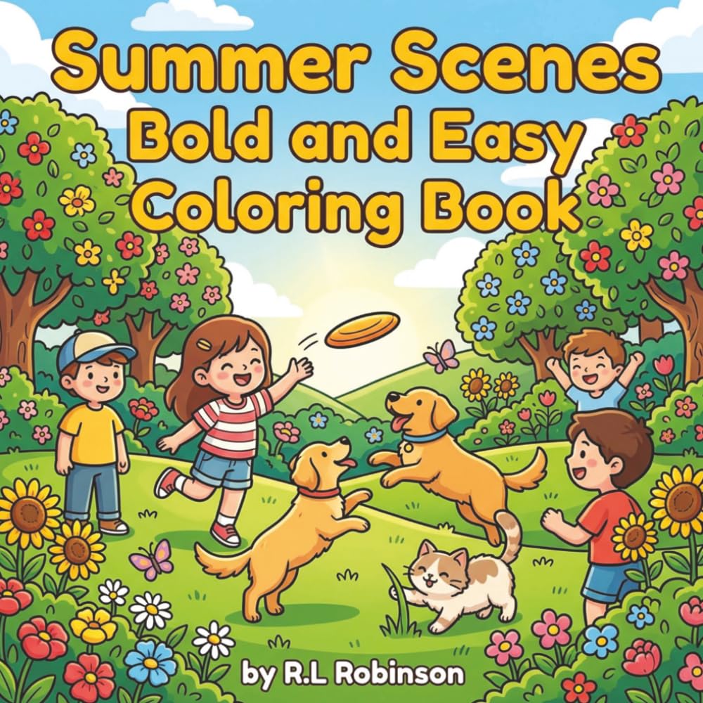 Summer Scenes Bold and Easy Coloring Book: Simple and Relaxing Summer Scenes for Stress Relief | Bold and Easy Coloring Pages with Beaches, Sunshine, ... Perfect Creative Gift for Adults and Seniors
