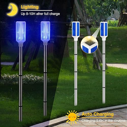 Miniatura 4 de Marcadores de entrada alimentados por energía solar, luces de entrada, reflectores en postes para nieve, carretera, patio al aire libre (amarillo, 4