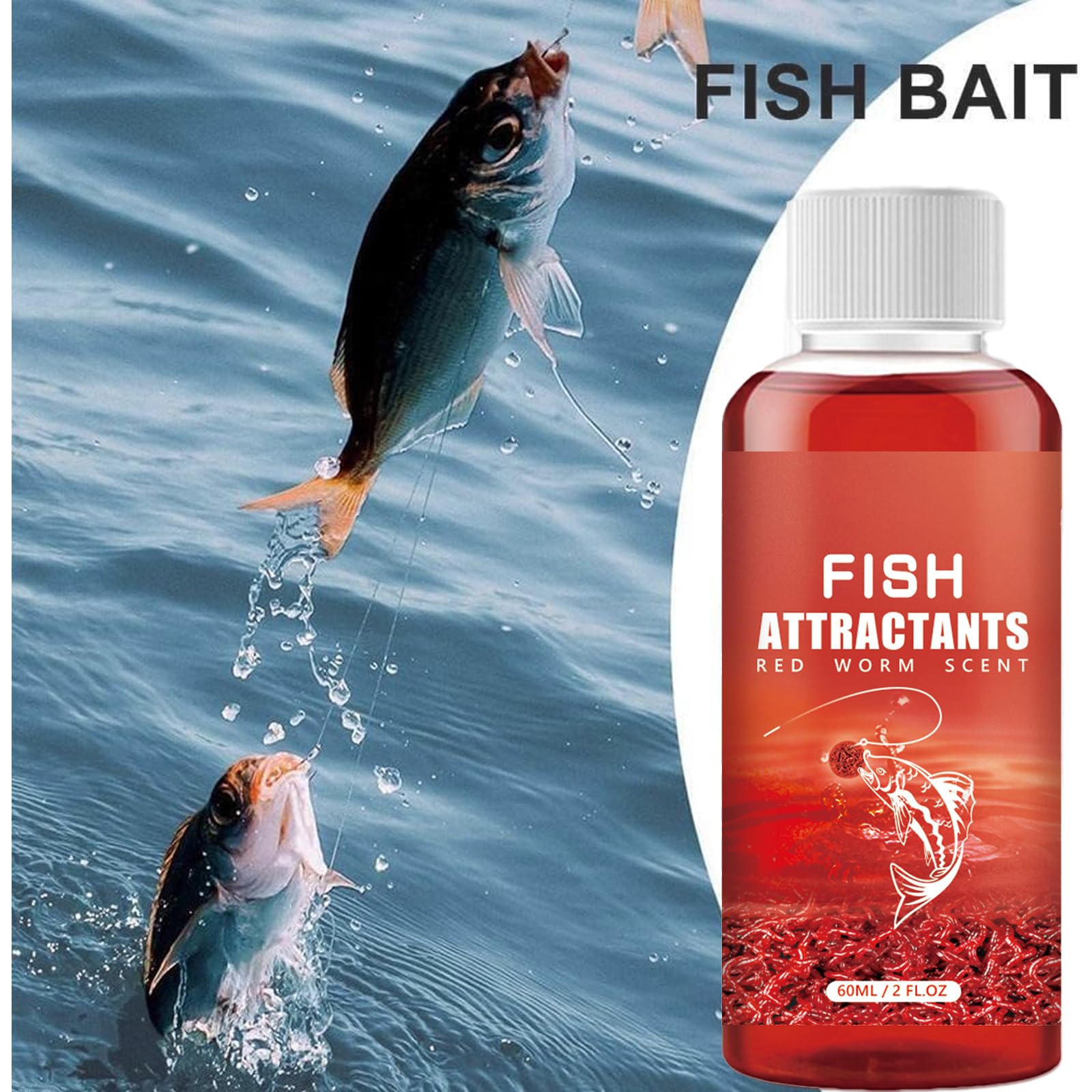 Red Worm Liquid Bait,Red 40 Baits & attractant,Fishing Bait,Fishing Liquid,Bait Fish Additive,Fish Lure Attraction Enhancer for Trout, Cod, Carp, Bass (5 Pcs)
