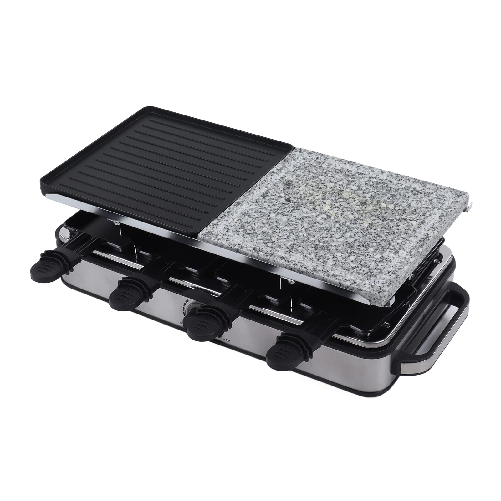 Parrilla Eléctrica Plancha de Barbacoa Antiadherente con Calentamiento Rápido para Uso en Interiores y Exteriores Superficie de Cocción 2 en 1 de Acero Inoxidable
