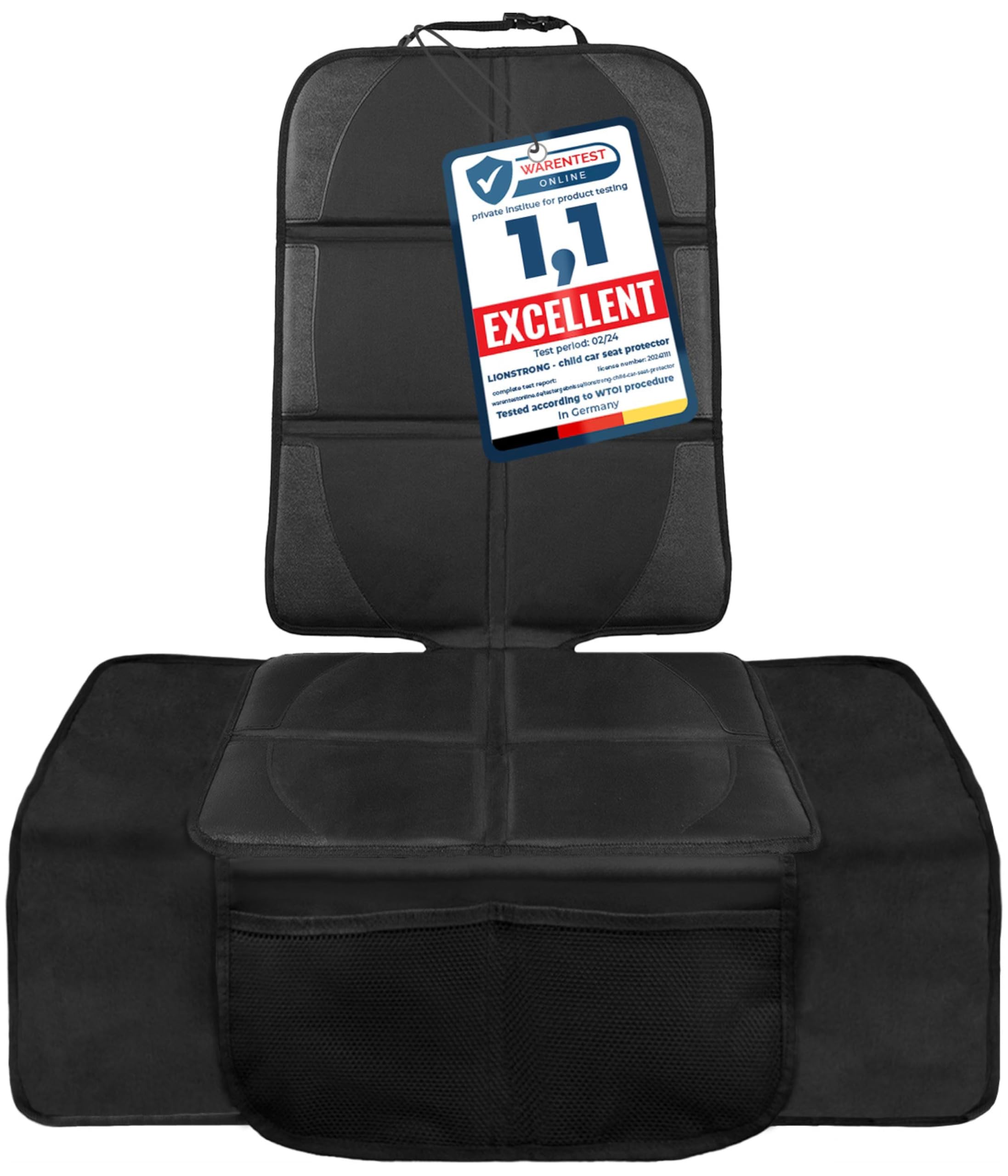 LIONSTRONG - coprisedile auto per seggiolino bimbo - Protezione EXTRA - protettore di sedili auto - compatibile ISOFIX - Nero