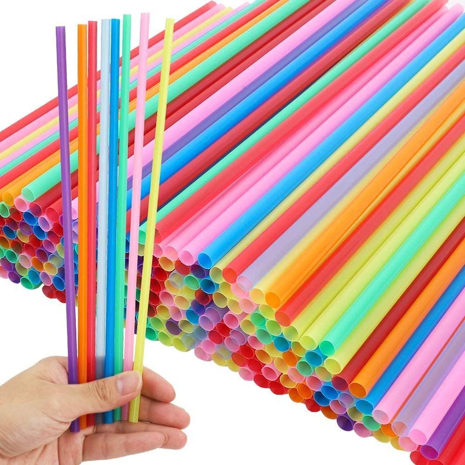 Tomnk 300pcs 10.3 Inches Disposable Drinking Straws Plastic