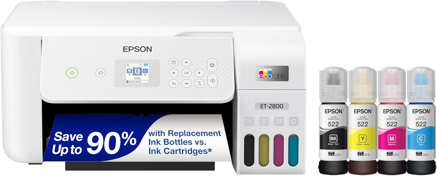 Epson EcoTank ET-2800 Wireless Color All-in-One Cartridge-Free Supertank Printer with Scan