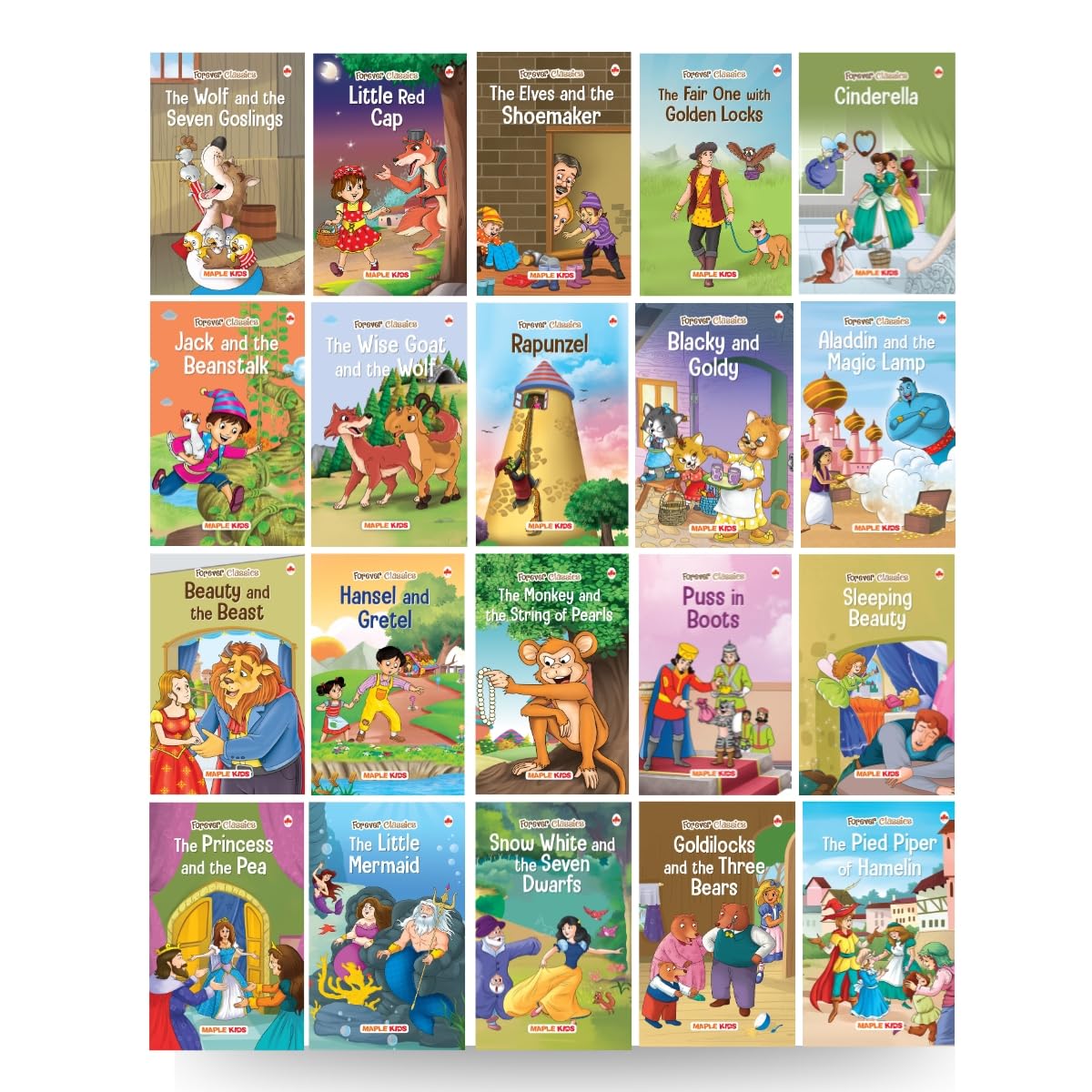 Story Books for Kids - Fairy Tales (Illustrated) (Set of 20 Books) - Rapunzel, Puss in Boots, Little Red Cap, … Beauty and the Beast - Read Aloud to Infants, Toddlers