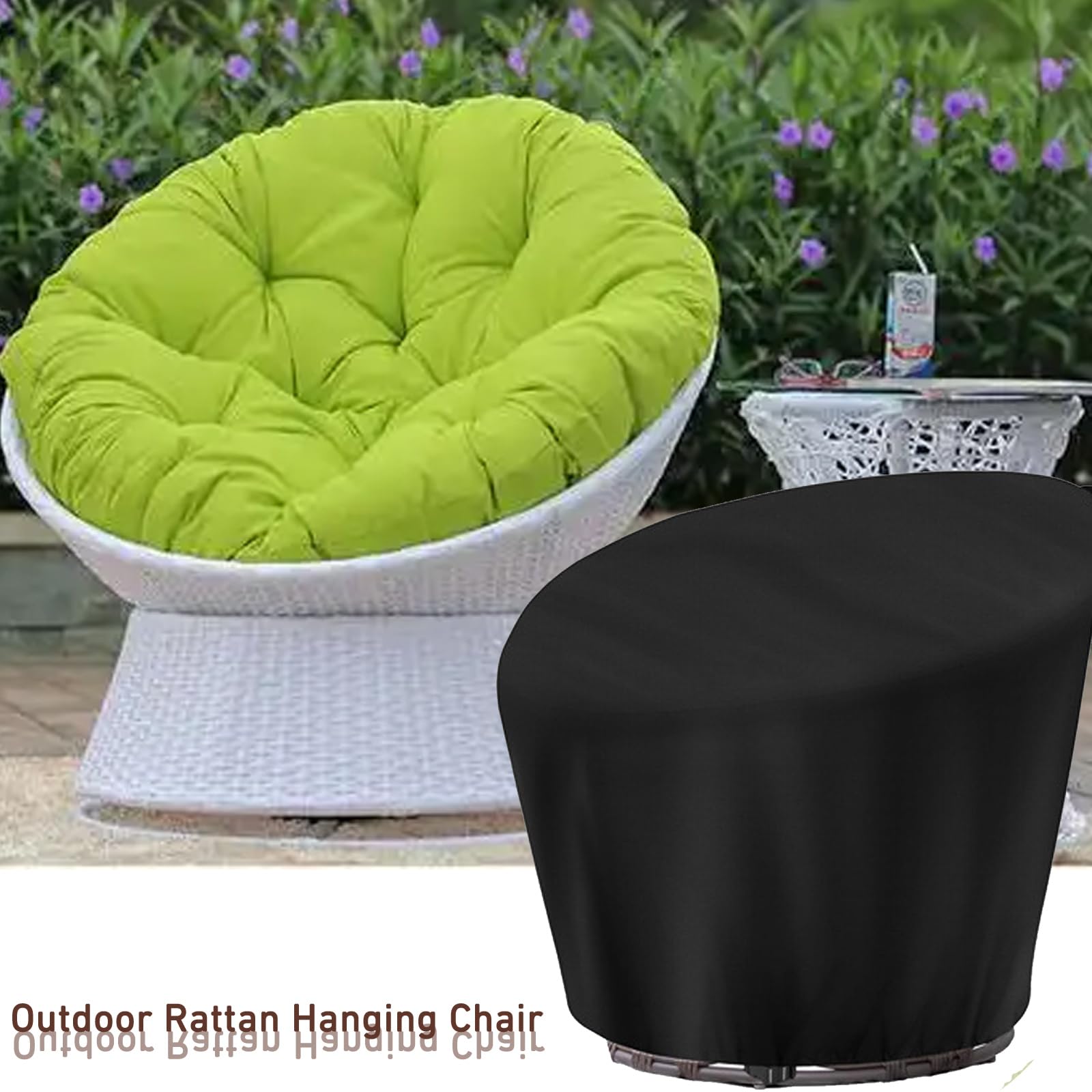 Bâche de Protection pour Fauteuil Papasan, 420D oxford Housse pour Chaise Pivotant Extérieur de Jardin Extérieur, Imperméables Couverture de Chaises à Bascule en O(Size:420D:132*51*89cm,Color:beige)