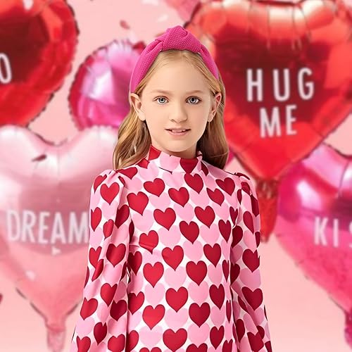 Miniatura 2 de YanJie Diadema anudada de San Valentín para mujer, diadema de corazón rojo, diadema ancha para niña, banda para el pelo para mujer, accesorios para