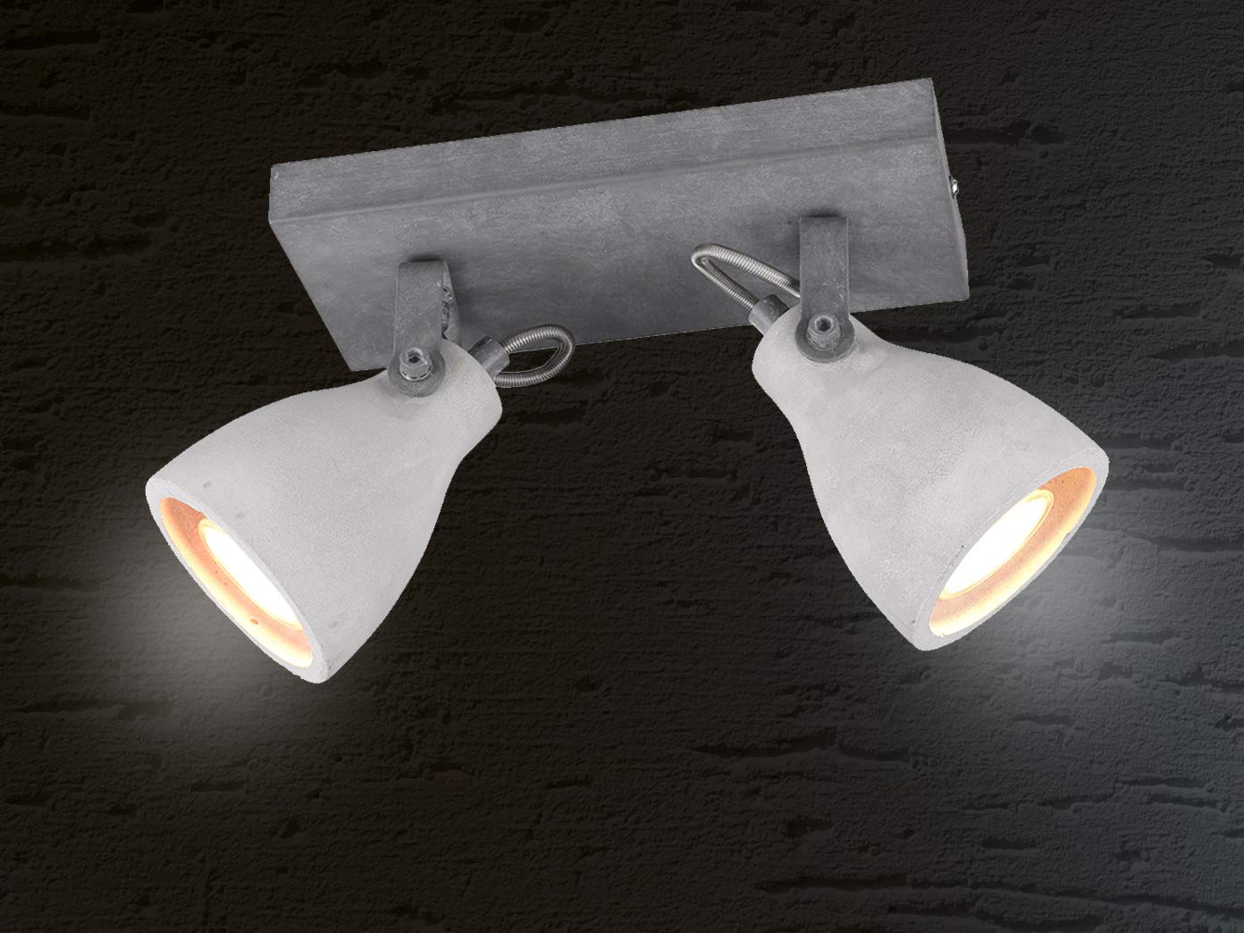 TRIO, Spot, Concrete 2xGU10, max.42,0 W Beton, Couleur beton, Corps: metal, Couleur beton L:23,0cm, L:10,0cm, H:18,0cm IP20