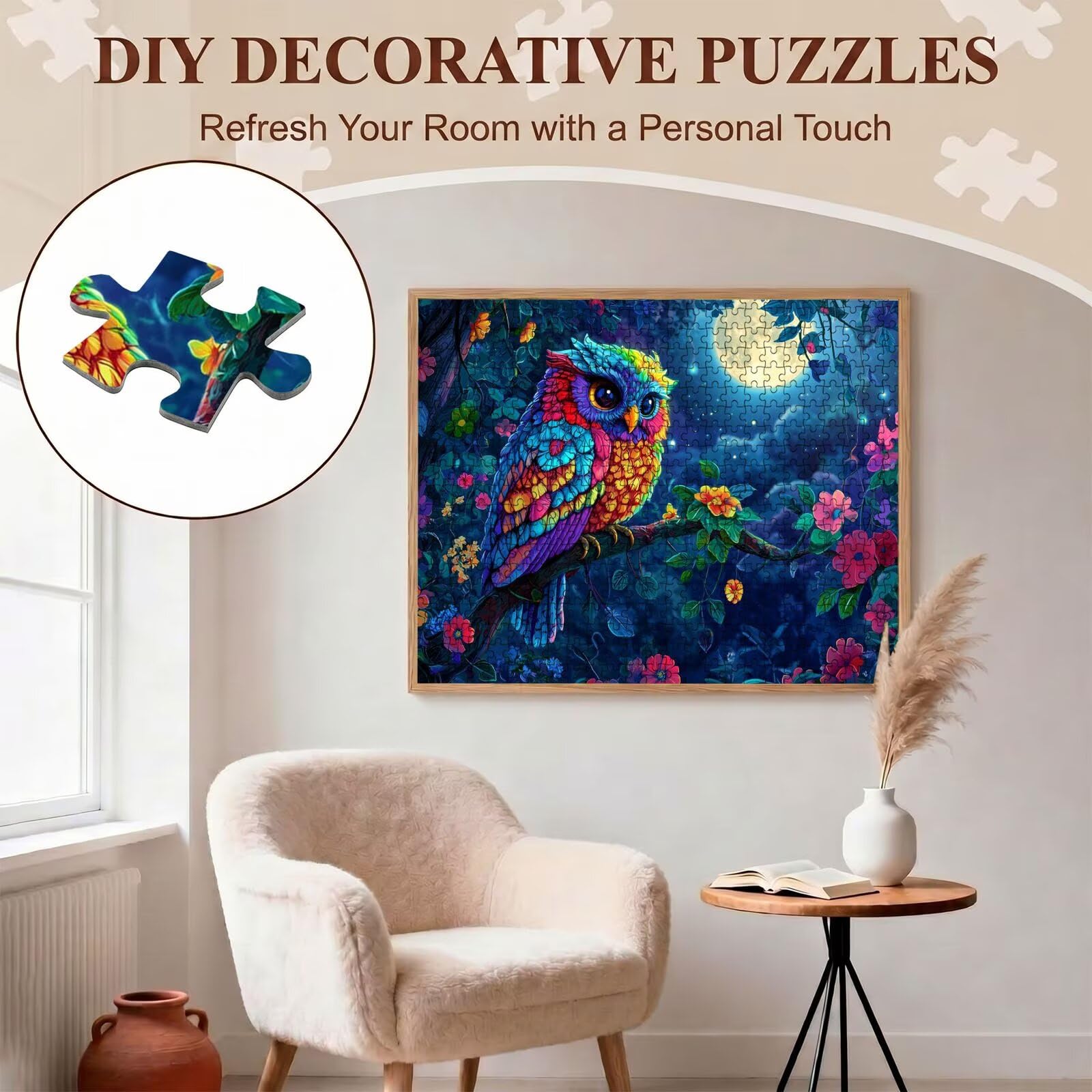 gufo fumetti Puzzle 1500 Pezzi per Adulti, Puzzle in Legno - Collezione Classica con Poster Incluso - Sfida di Concentrazione e Passatempo Antistress, Gioco Educativo per Famiglia, 87 x 57 cm f0-724