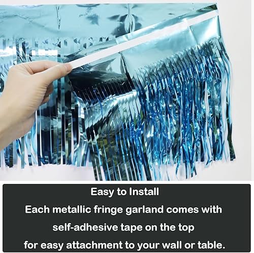Miniatura 3 de Paquete de 3 guirnaldas de flecos de papel de aluminio de 10 pies para colgar en la pared, decoraciones de borlas, suministros para desfile,