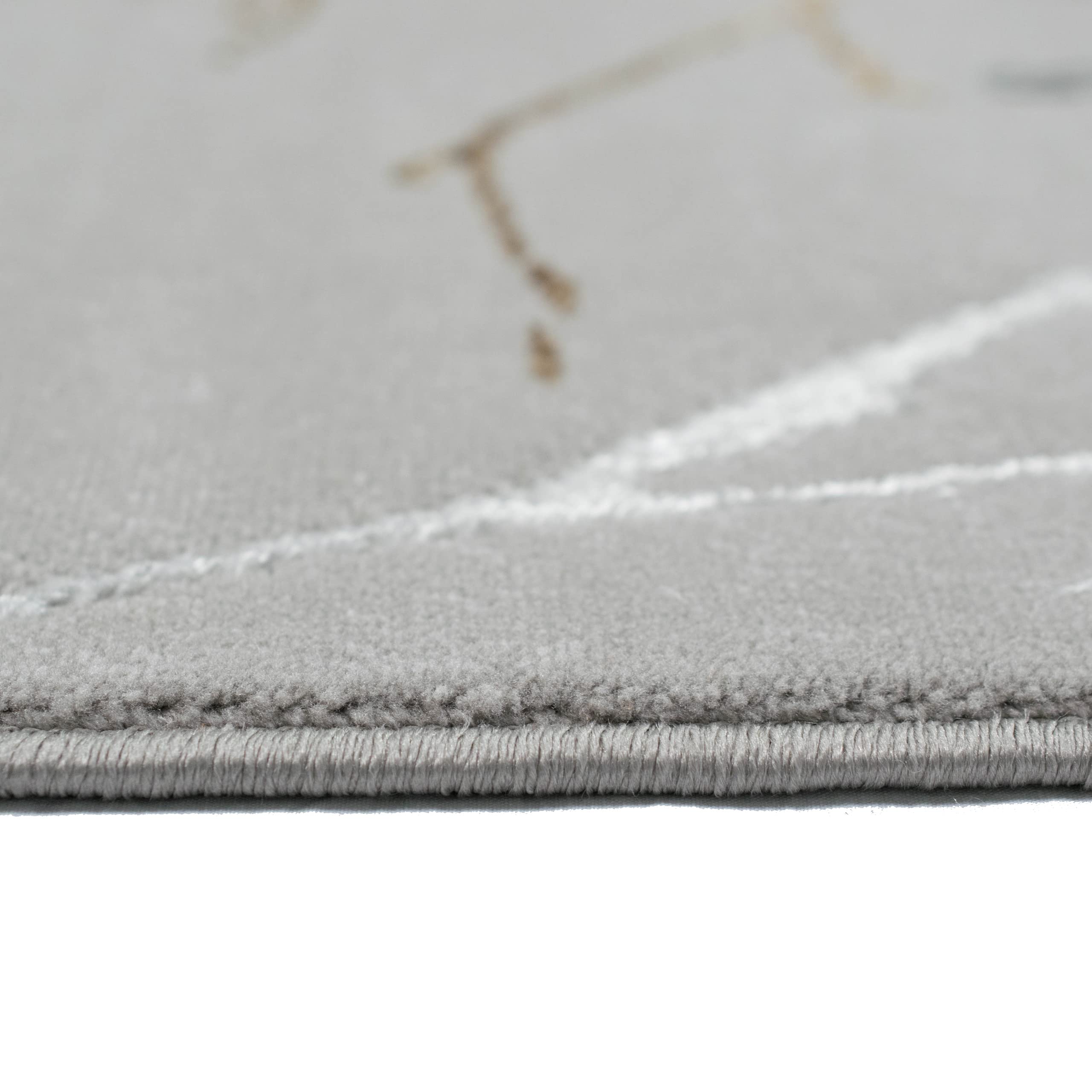 Teppich-Traum Kurzflor Teppich Ästemuster Gold 80x300 cm | Pflegeleicht, strapazierfähig, schmutzabweisend, seitlich gekettelt, fußbodenheizungsgeeignet, mit Glanzeffekt, 8 mm Flor