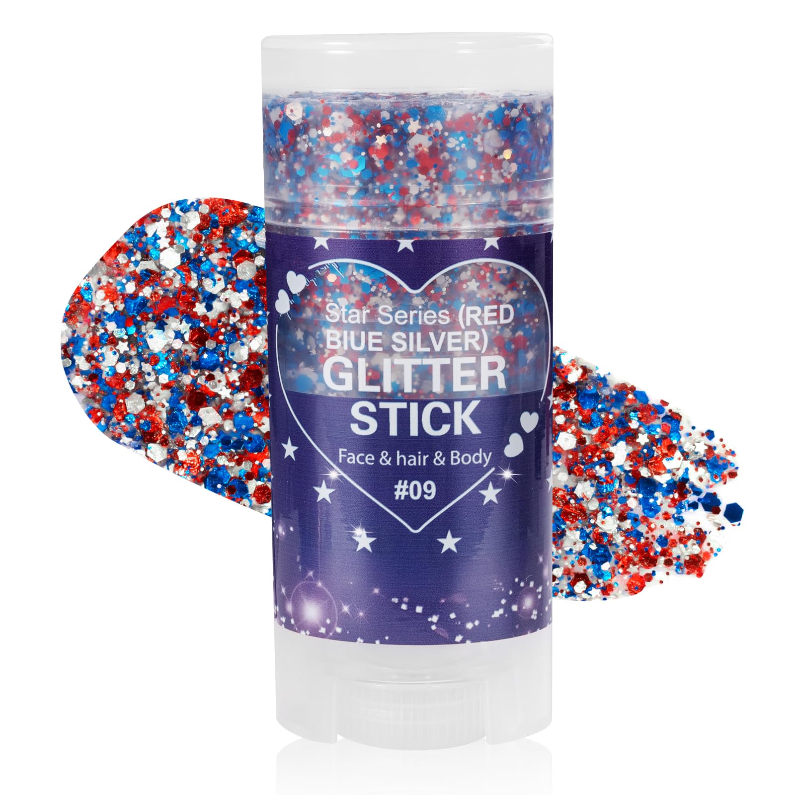 Mysense Patriotic Red White and Blue Body Glitter Stick,4th of July Accessories,Sparkling Face Hair Glitter for Fourth of July Outfit Women Kids,American Pride USA Flag Makeup for Independence Day