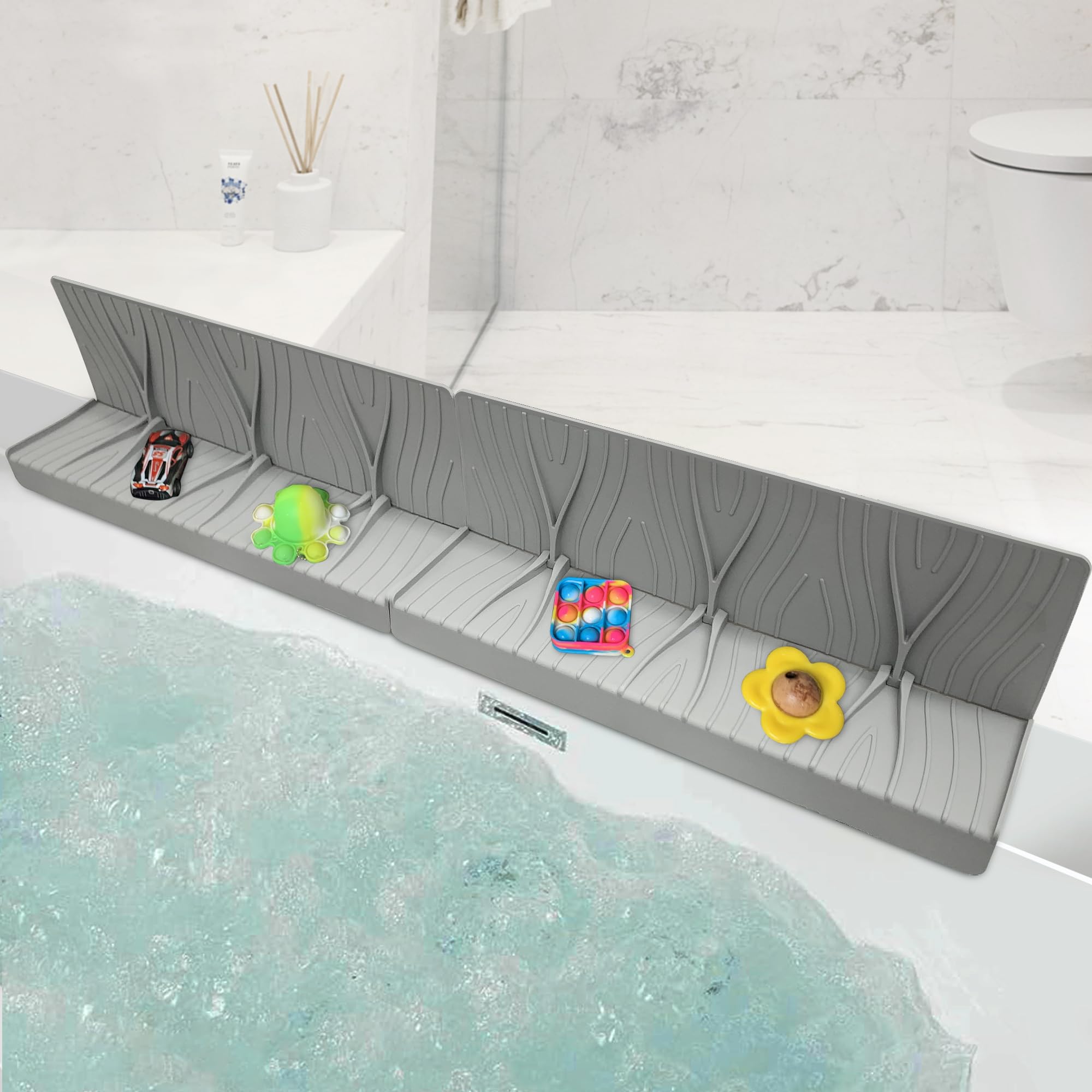 KindGa Bathtub Splash Guard For Tub Kids Play Shelf Area