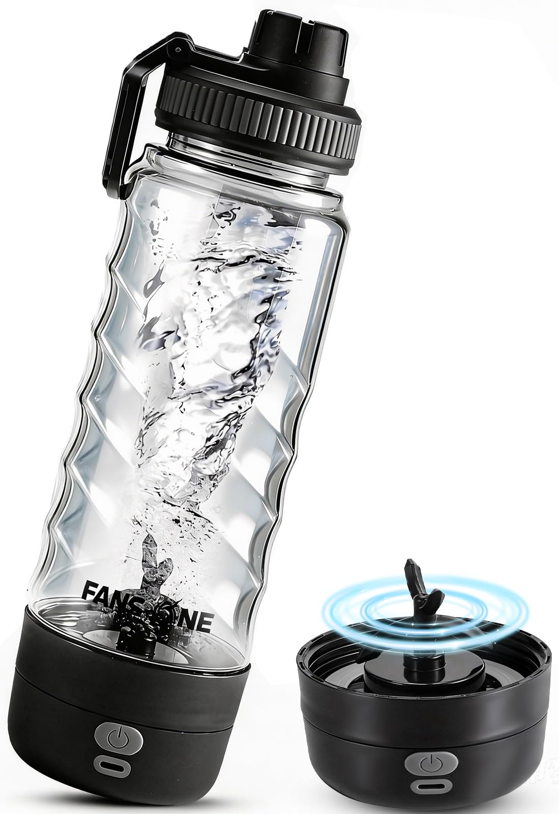 FANS-ONE Elektrische Protein-Shaker-Flasche, 680 ml, wiederaufladbarer elektrischer Mixer, Shaker-Becher für Protein-Shakes und Mahlzeitenersatz, tragbarer Mixer, selbstmischender Becher für