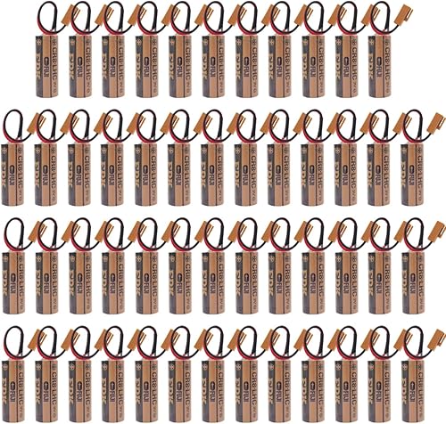 BUCADU 50Pcs CR8.LHC 3V 2600mAh Battery for Fuji FDK Fanuc System A98L-0031-0012 with Brown Connector Replace for Sanyo CR17450SE-R (3V) Battery