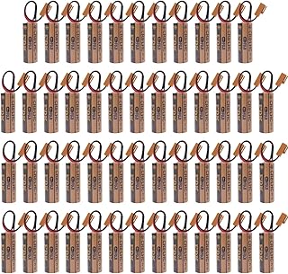 [50-Pack] BUCADU CR8. LHC 3V 2600mAh Battery for Fuji FDK Fanuc System A98L-0031-0012 with Brown Connector Replace for Sanyo CR17450SE-R Battery