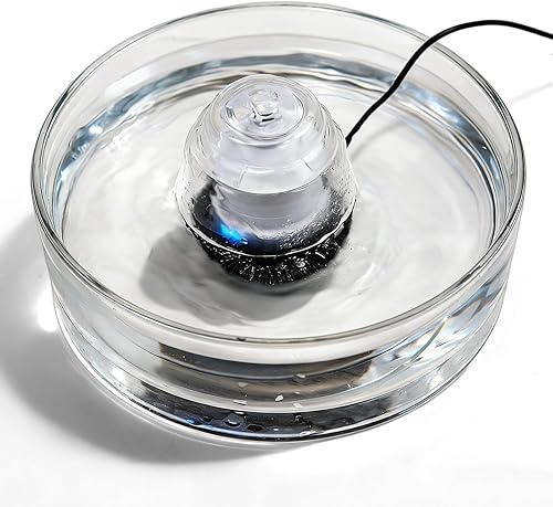 Miniatura 1 de Fuente de agua de cristal para gatos de 90 onzas2.7 L, dispensador automático de agua para mascotas con bomba silenciosa, fuente para beber para