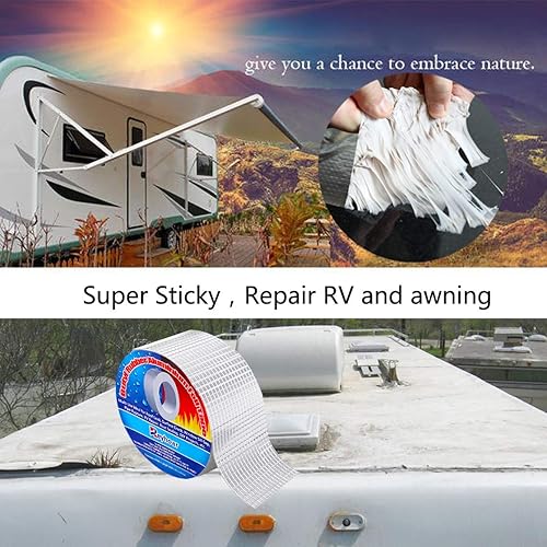 Miniatura 2 de Reyhoar - Cinta de aluminio de caucho butilo para tuberías metal caravanas toldos fugas de techo sello de ventana barco 4 pulgadas de ancho y 4 pies