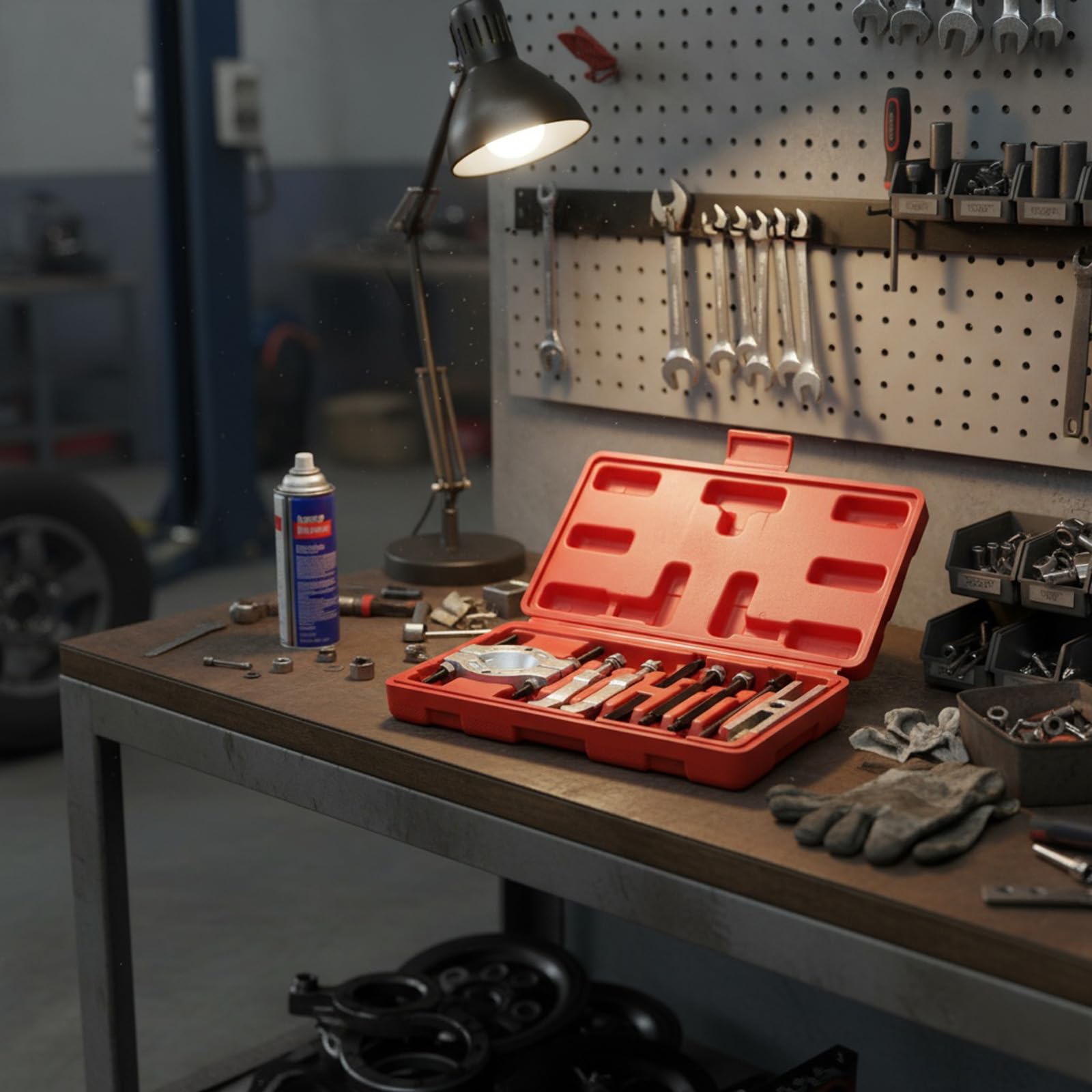 Heavy Duties - Set di 9 attrezzi in metallo, soluzione sicura per riparazioni domestiche, essenziale per officina, con organizer per riporre oggetti