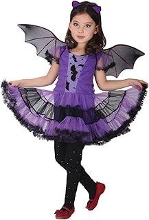 EOZY Girls Bat Vampire Costume Kids Halloween Clothes Animal Cosplay Purple Dress (4 Years)