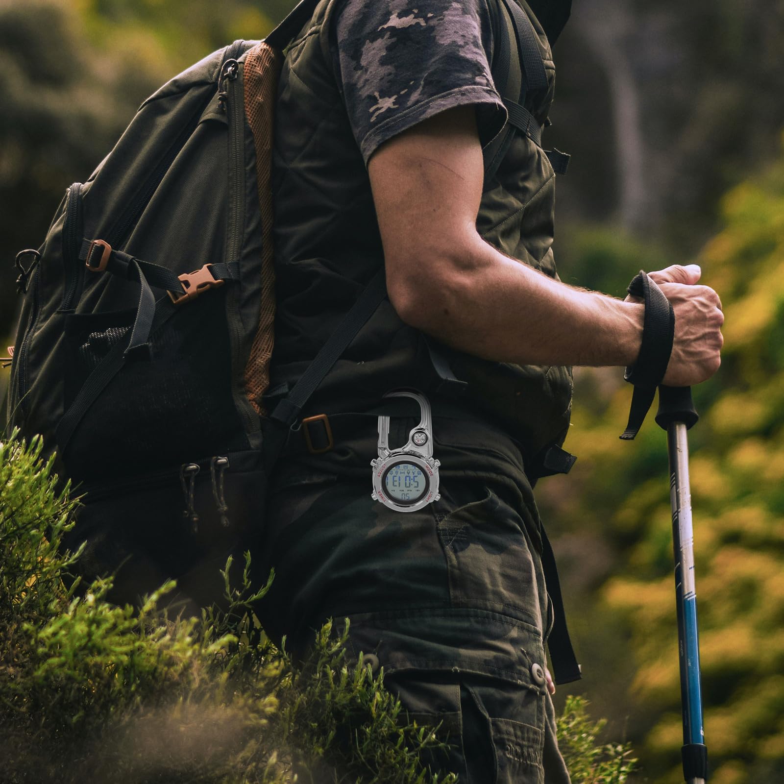 MAGICLULU Reloj Resistente al Agua para Senderismo Clip de Aleación de Zinc y Acero Inoxidable, Luminoso y Multifuncional para Actividades al Aire Libre