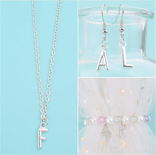 Miniatura 5 de 104 piezas (4 juegos) de aleación de letras del alfabeto, colgantes de letras iniciales de la A a la Z, accesorios para decoración de manualidades,