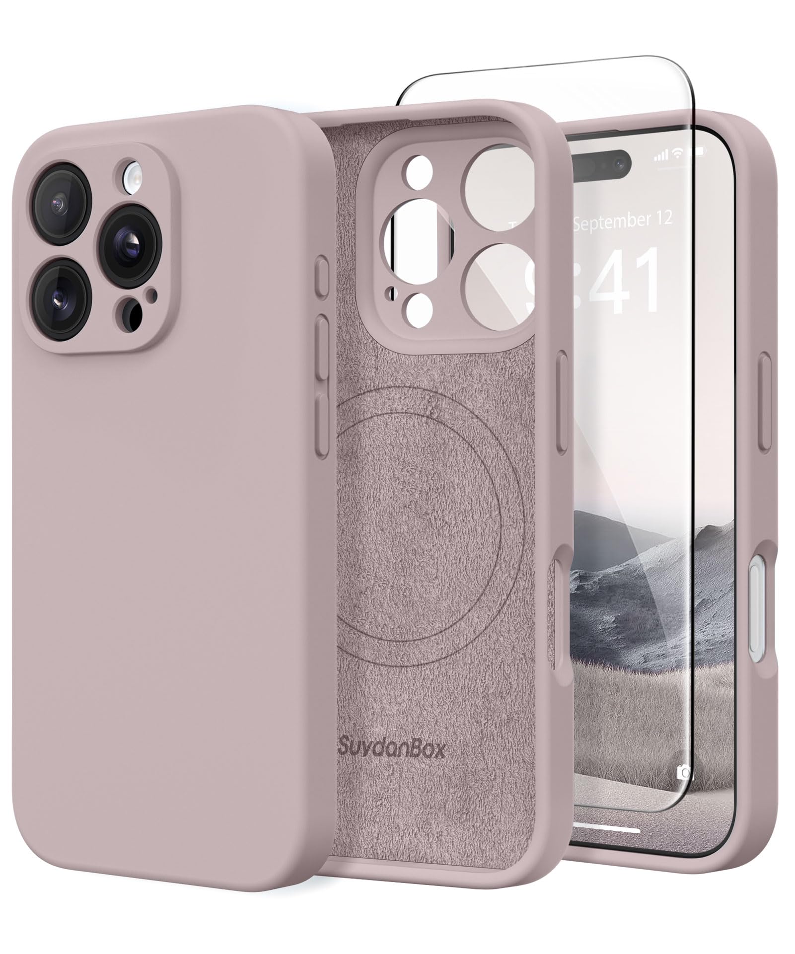 SuydanBox Magnetic for iPhone 16 Pro Max Case, Compatible with MagSafe, [Full Camera Protection][Screen Protector] Silicone Shockproof Protective