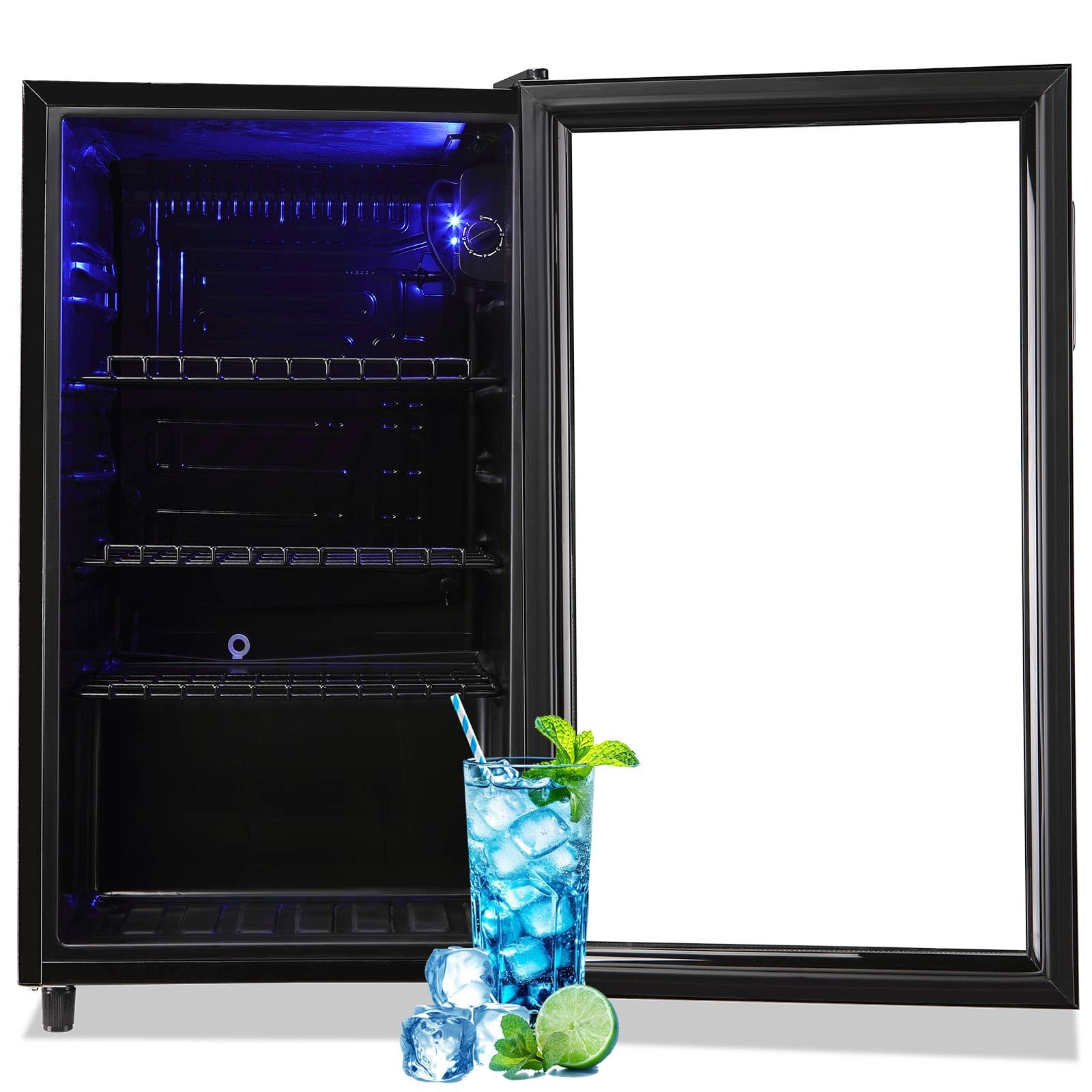 TACOOL Refrigerator Cooler Drink Fridge Suit for Home Black