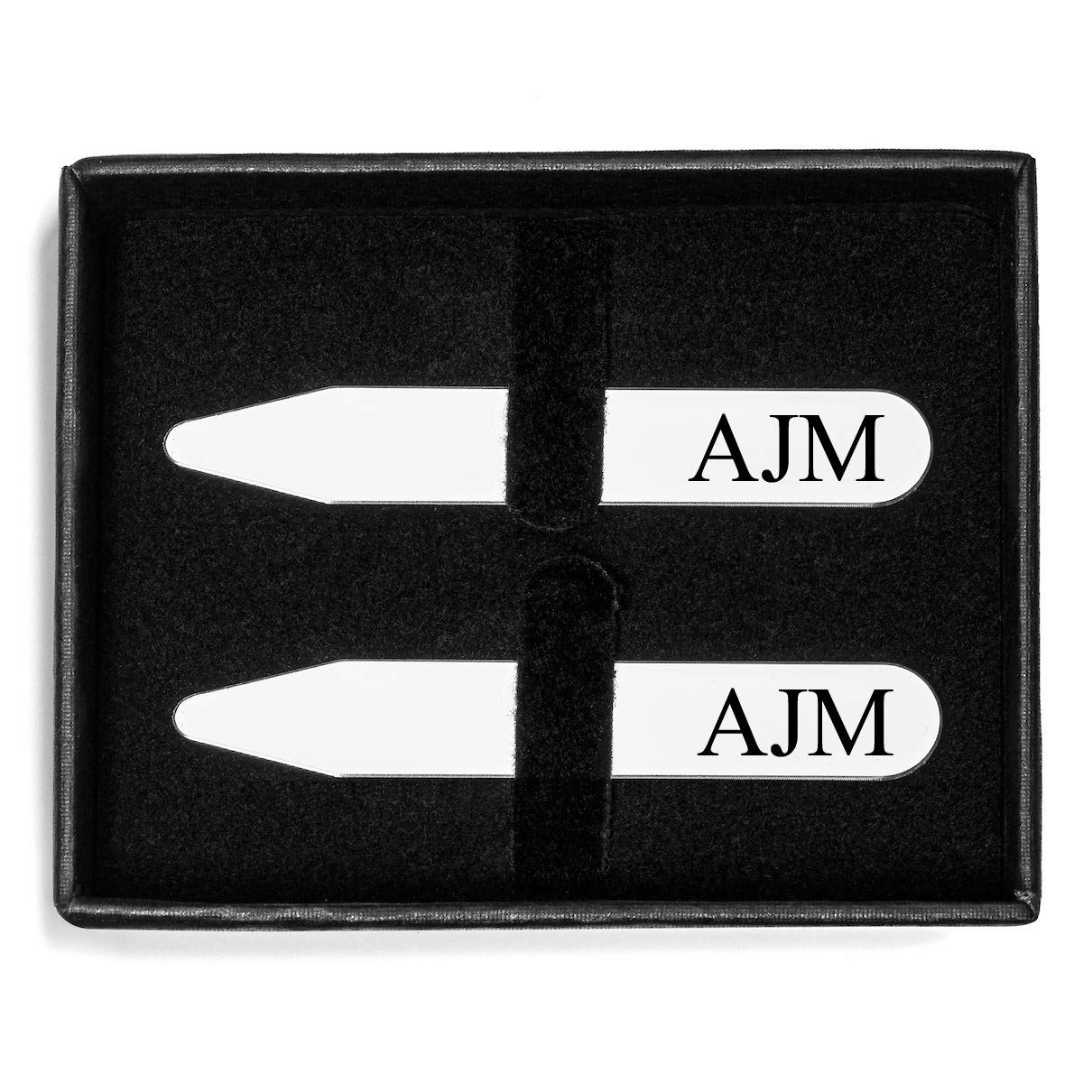 Engraved Collar Stays Set In Gift Box Custom Personalized