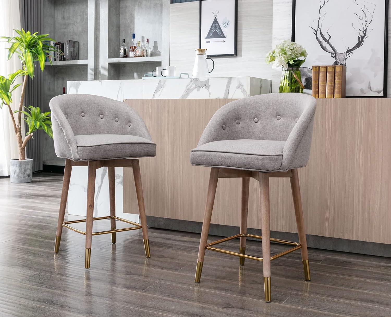 Shunzhi Swivel Bar Stools Set of 2 Modern Counter Height