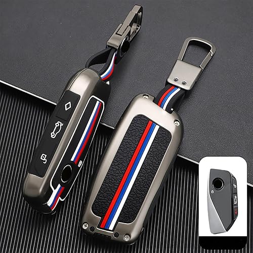 OLLEN Funda para llavero de aleación de zinc pesada, apta para BMW 2023 2024 serie 57 740i 760i X1 X5 X6 X7 XM IX IX IX3 I5 I7, etc., protección