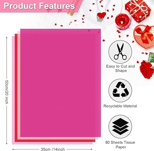 Miniatura 7 de AORZIT 80 hojas de papel de seda para envolver, papel de seda a granel de 14 x 20 pulgadas, para envolver bolsas de regalo, manualidades,