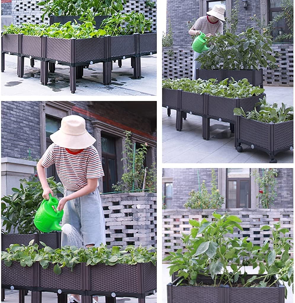 Mesa De Cultivo Maceta de plástico para profundizar jardinería, plantación, Caja de Cultivo, Cama de jardín elevada, Soporte para Caja de Cultivo de Hierbas Vegetales 518(Color:Style 3)