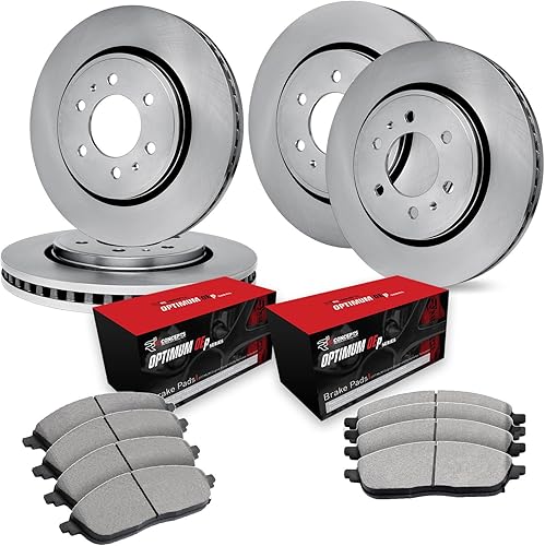 R1 Concepts Kit de frenos y rotores traseros delanteros | Pastillas de freno delanteras y traseras| Rotores y pastillas de freno | Optimum OEp