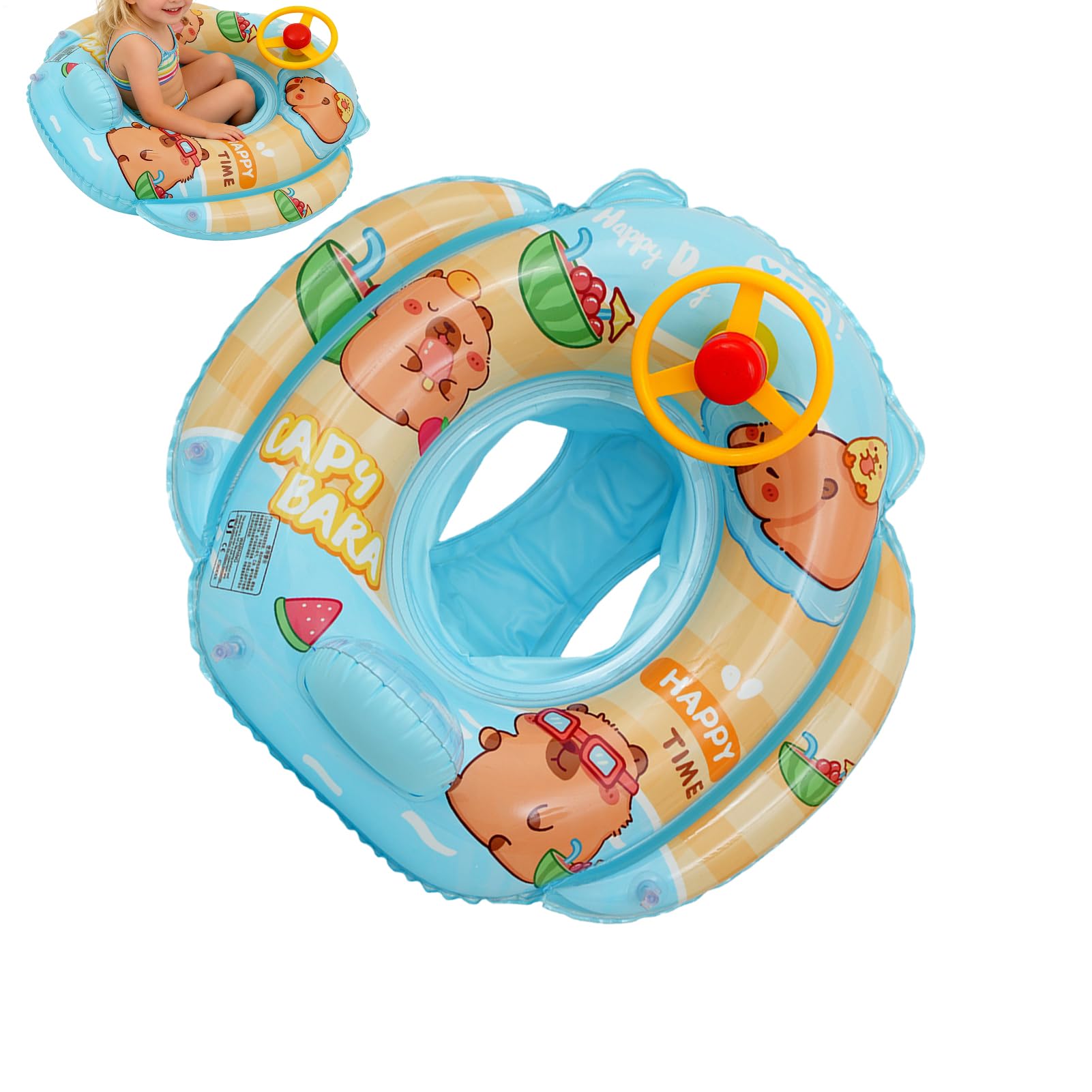 Galleggianti per Piscina Zattera Gonfiabile a Forma di Capibara | Sedile galleggiante per bambini e tubo da nuoto per Vacanze Estive, Feste, Spiaggia, Lago, Giardino Esterno