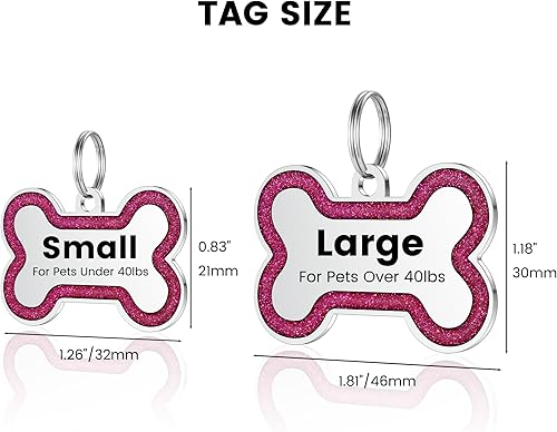 Miniatura 9 de GISUREY Etiquetas de identificación de mascotas de acero inoxidable con purpurina, etiquetas duraderas grabadas para mascotas, etiquetas de perro