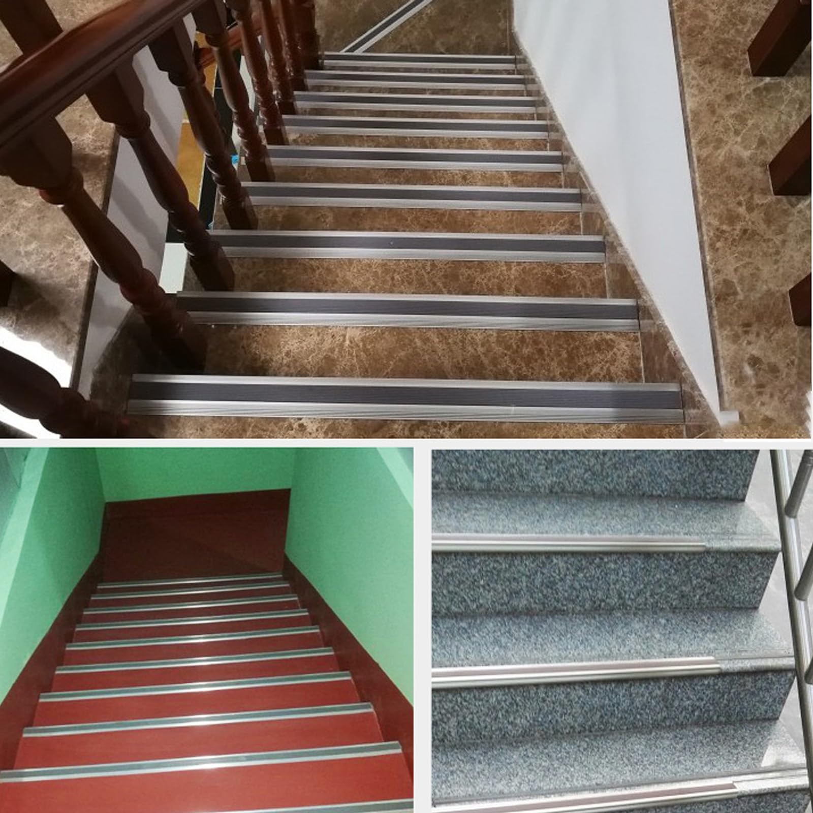 Profil aluminiowy do schodów, antypoślizgowa taśma klejąca PVC, profil schodowy typu L, podwójny antypoślizgowy, z podkładem samoprzylepnym, odpowiedni do hoteli i szpitali (kolor: E , rozmiar: 50x2