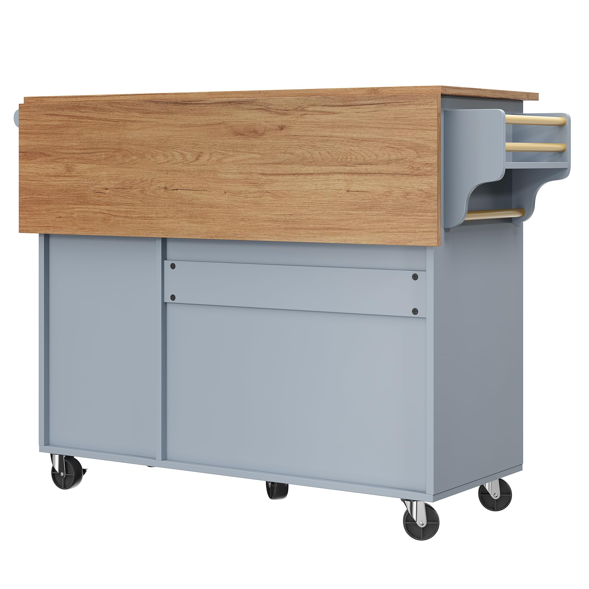 TIZZ Isola da cucina, 110 x 45 x 75 x 92 cm, moderna credenza da cucina, carrello da portata rimovibile, stile vintage, tavolo da pranzo multifunzione con spazio di archiviazione, blu
